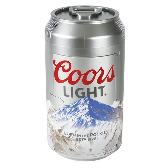 Coors Light 8 Peut Portable Mini Réfrigérateur W / 12V DC et 110V AC Cordons, 5,4 L (5,7 qt) Bière Peut en Forme de Refroidisseur Personnel, Argent, Voyage Réfrigérateur pour la Bière, Collations, Déjeuner, Boissons, Maison, Bureau, Bar, Dortoir, RV