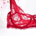 thumbnail image 4 of Risckoth Women's Floral Lace Bra, Solid Bow Decor Adjustable Thin Straps Comfort Daily Lingerie, Red, 4 of 5