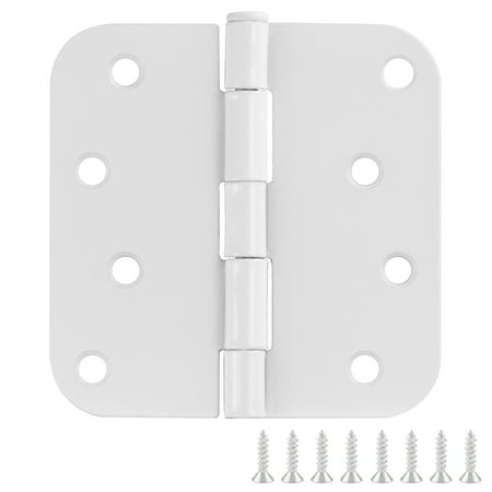 Door Hinges for Interior Doors 9-Pack 4-inch x 4-inch – Rounded 5/8-inch Radius Steel Door Hinge – Painted White – Fits Standard Doors – Design House 189381