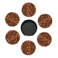 thumbnail image 5 of ORANGE MONARCH BUTTERFLY PATTERNED Coasters With Leather Holder Set Of 6 Round Coasters for Home and Kitchen Decor, 5 of 7