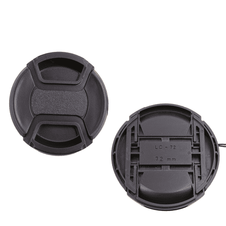Foto&Tech 2 Pieces Center Pinch Snap-On Front Lens Cap Cover with Anti Lost String Compatible with Nikon Sony Fujifilm Pentax Panasonic Olympus Other DSLR Camera Lens (72mm)