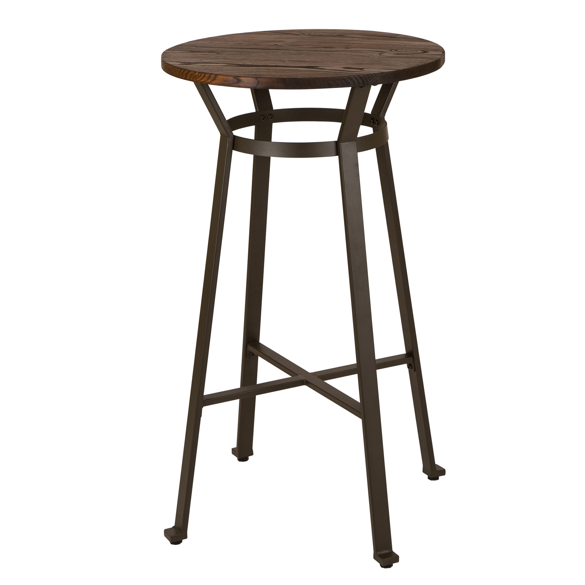 Glitzhome 41"H Industrial Steel Bar Table With Wood Top