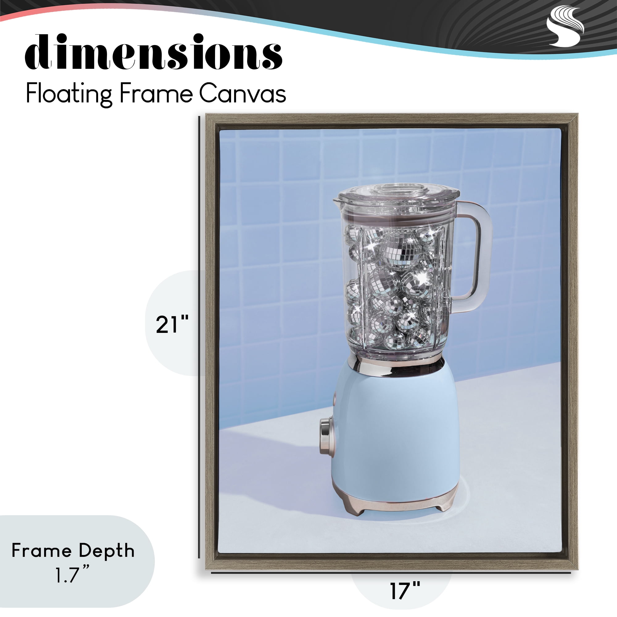 Stupell Industries Disco Drink Mixer over Blue Brown Framed Floater Canvas Wall Art, design by LISH Creative