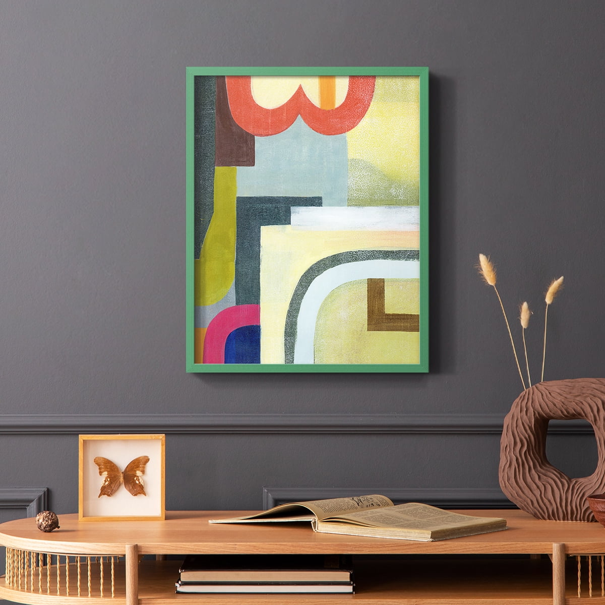 City of Rainbows II Framed Print in Green Solid Wood Framed Print No Nail Hanging