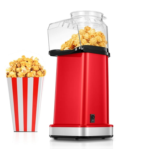FOHERE 18cups Hot Air Popcorn Popper Maker, 1400W, with Measuring Cup, Red