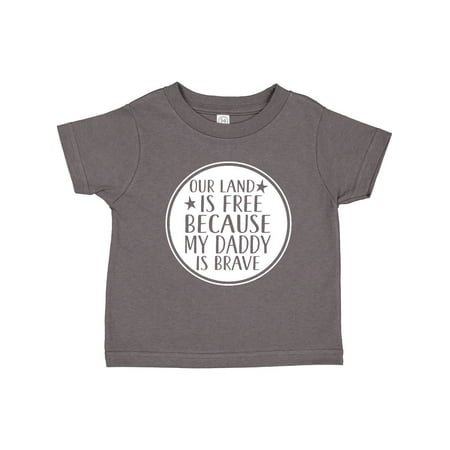 

Inktastic Military Daddy is Brave Land is Free Gift Toddler Boy or Toddler Girl T-Shirt