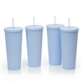 thumbnail image 4 of Mainstays 4pk 26oz DW AS Plastic Soft Touch Textured Tumbler, Blue, 4 of 6