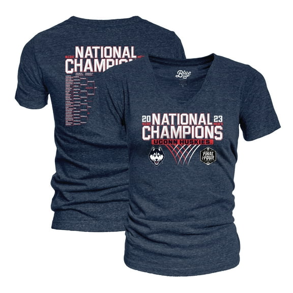 Women's Blue 84 Navy UConn Huskies 2023 NCAA Men's Basketball National Champions Focus Bracket Tri-Blend V-Neck T-Shirt