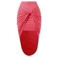 thumbnail image 2 of A2Y Women's Sexy High Waist Draped Wrap Hi Low Pencil Skirt Coral S, 2 of 3