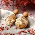 thumbnail image 6 of KDSJSXW Pearl Earrings Studs Bohemian Style Wood Bamboo Rattan Geometric Round Earrings Ladies Jewelry Pearl Earings Studs Earrings for Women Bridal Earrings(Brown,One Size), 6 of 6