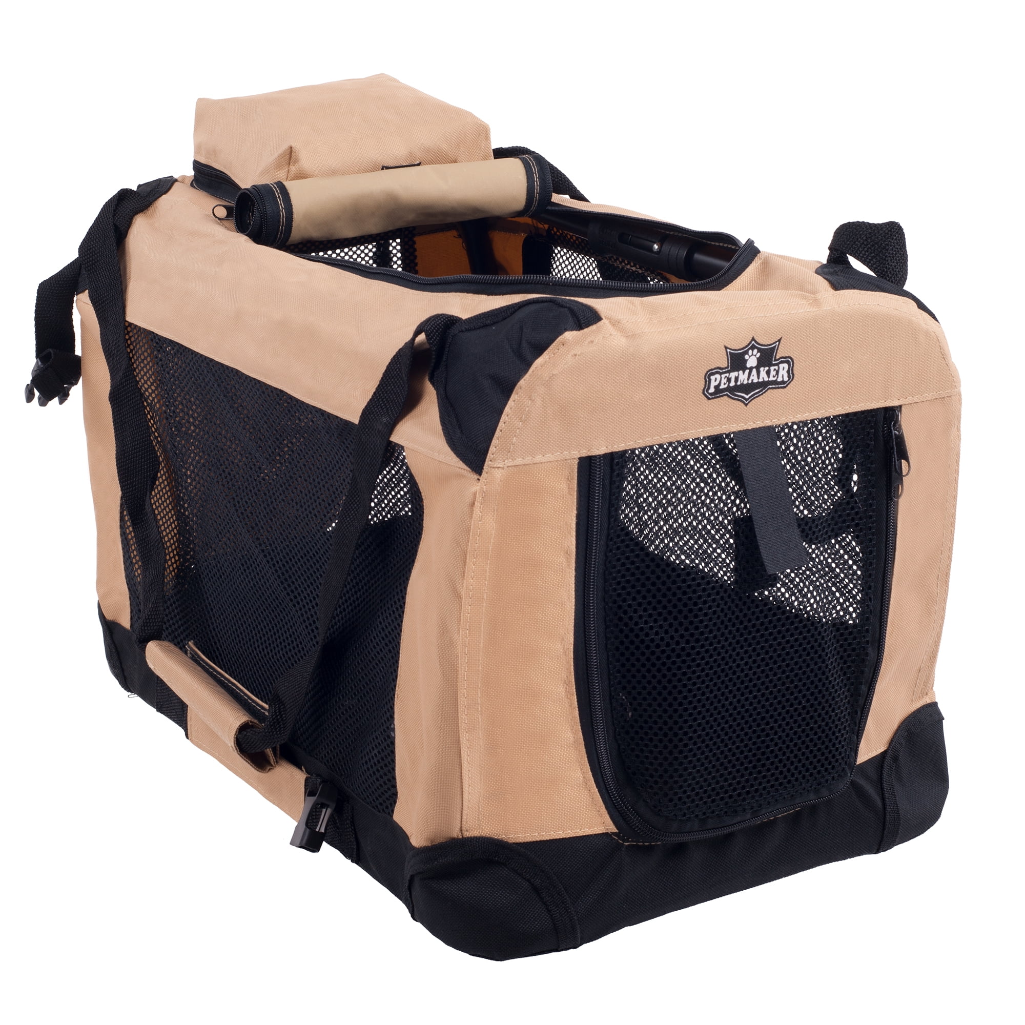 Petmaker Soft Sided Pet Crate, Tan, 20"L x 12"W x 12.5"H