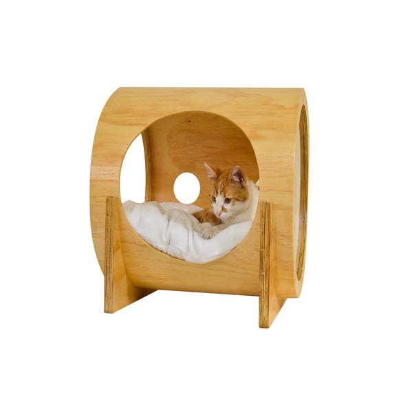 Cama Cilindro para Gato Zona de Rebajas Madera Natural