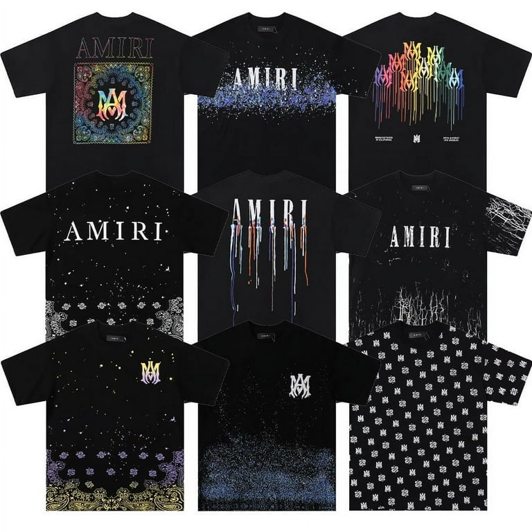 AMIRI Summer Short Sleeve Letter Fluid Splash Ink Printing AMIRI Summer Short Sleeve Letter Fluid Splash Ink Printing
