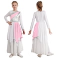 thumbnail image 7 of iiniim Long Sleeve Praise Dance Dress for Girls Metallic Liturgical Worship Asymmetrical Church Robe Tunic Pink 8, 7 of 7