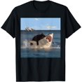thumbnail image 1 of Cat Biting Shark - Camiseta divertida para gato y tiburón, 1 of 2