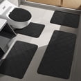 thumbnail image 6 of CHAKME Non Slip Machine Washable 5 Piece Bath Rug Set Memory Foam Ultra Absorbent Large 20"x46" & 32"x20" Long 24"x17" Small 18"x16" U Shape Contour 24"x20" Bathroom Mat Rustic Lattice black, 6 of 8
