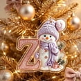 thumbnail image 2 of Purple Snowman Letter Ornament, Flat Acrylic Single Initial Pendant, Xmas Snowman Letter Hanging Decor for Christmas Tree, 2 of 7