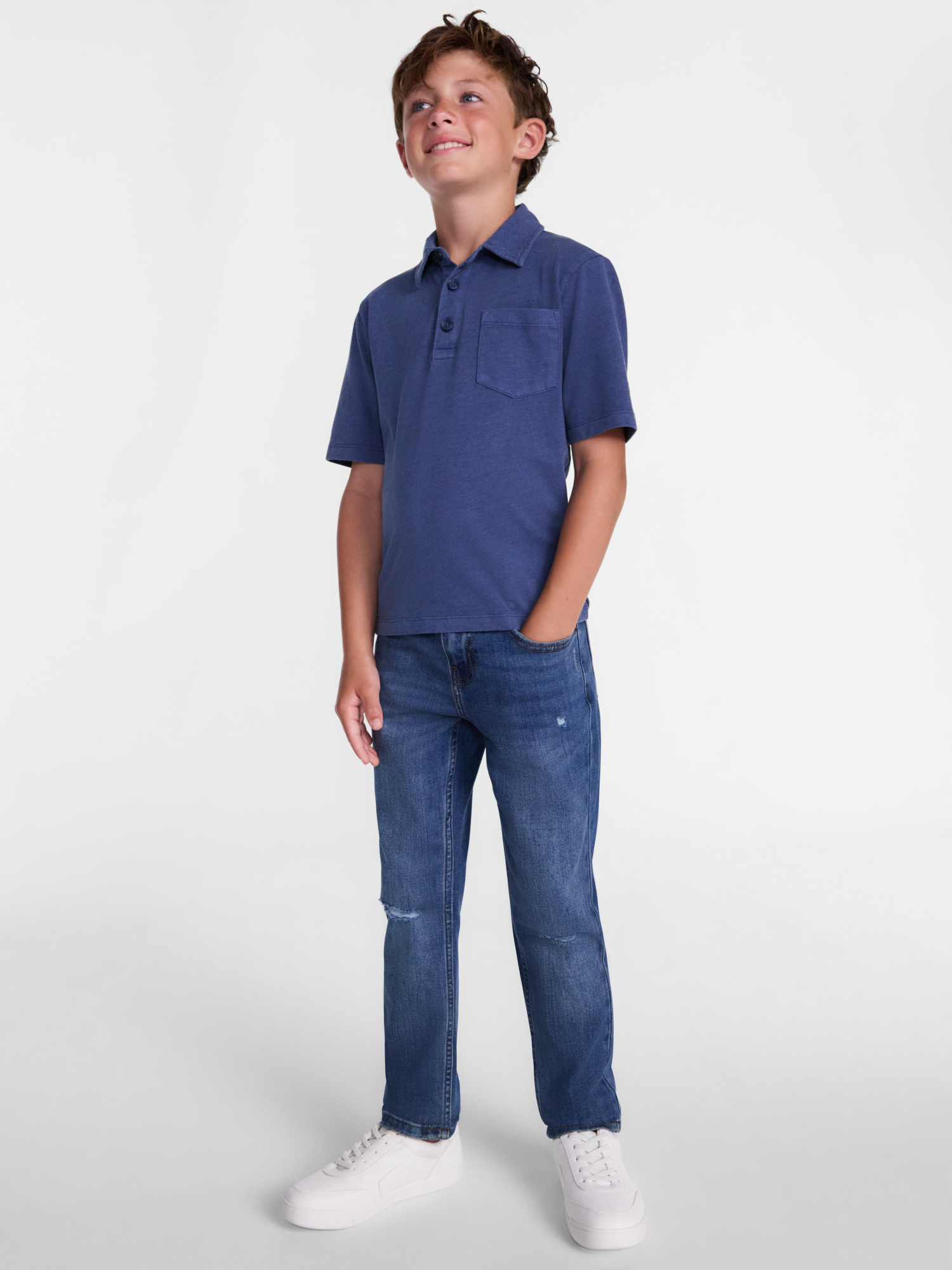 Wonder Nation Boys Slim Denim Jeans with Ripped Details photo 2