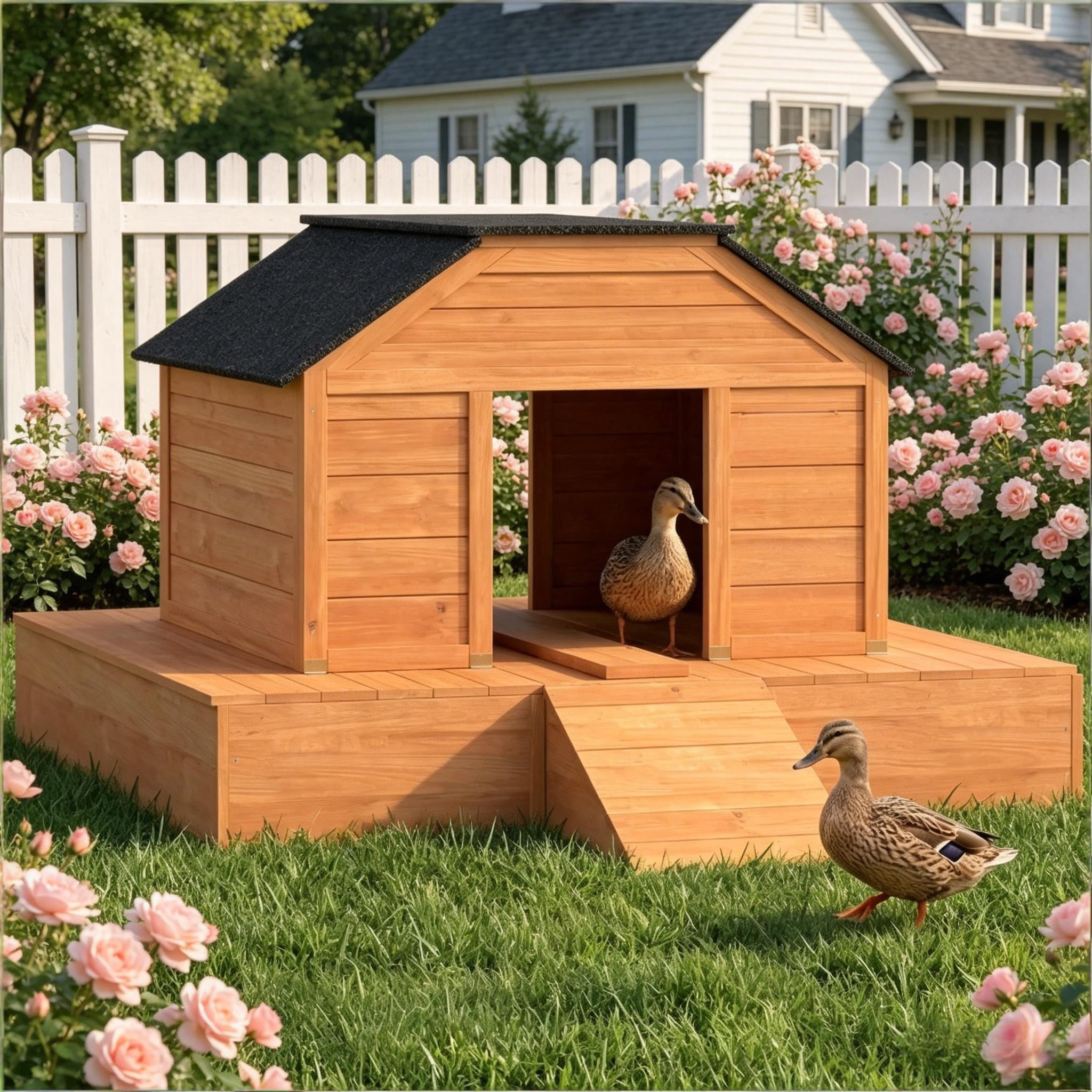 Poultry Cage with Dual Doors,Duck Coop,Outdoor Duck House,Pet House