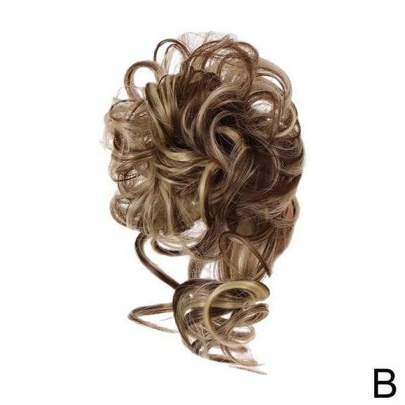 Curly Scrunchie Chignon With Rubber Band Synthetic Hair Wrap Around on Hair Tail Messy Bun Ponytails Extension (B)