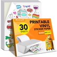 thumbnail image 1 of miduoudo-30 PCS Sticker Paper for Inkjet Printer, Printable Vinyl Sticker Paper Dries Quickly Vivid Colors, 8.5"x11" Tear Resistant Printable Vinyl, Glossy White, Inkjet & Laser Printer, 1 of 4