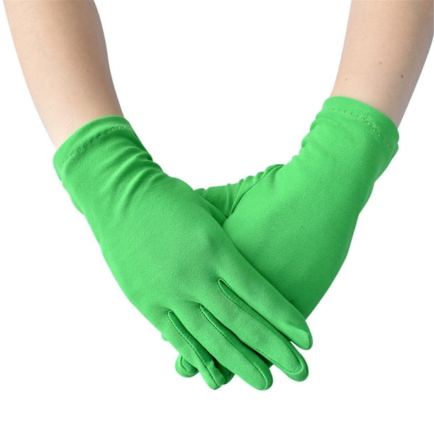 Gloves for Women Green Fashion Solid Color Short Stretch
