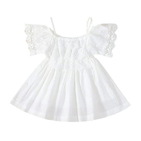 

MPWEGNP Lace Dress Beach Wedding Dress Sundress Baby White Girl Princess Girls Dress&Skirt Dress up Hats Girls 4 Years Old Girl Dress