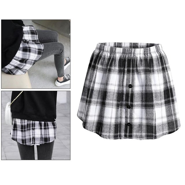 Extensor de camisa premium para mujer niña , enagua de pantalones cortos falsos, mitad para sudadera con capucha, suéteres, parte inferio Blanco Baoblaze Camisa de mujer dobladillo falso