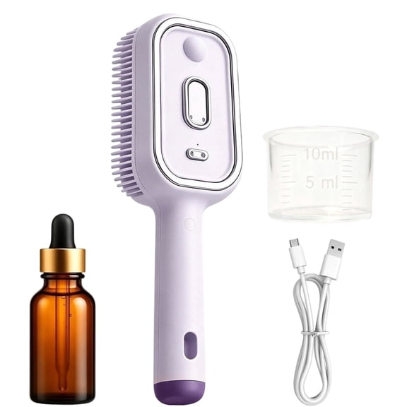 Rechargeable Steam Hair Straightener Brush With Water Spray, Vibration Massage And Easy-Glide Comb - For Curly, Dry Hair Styling, 50ml, 1 Pack