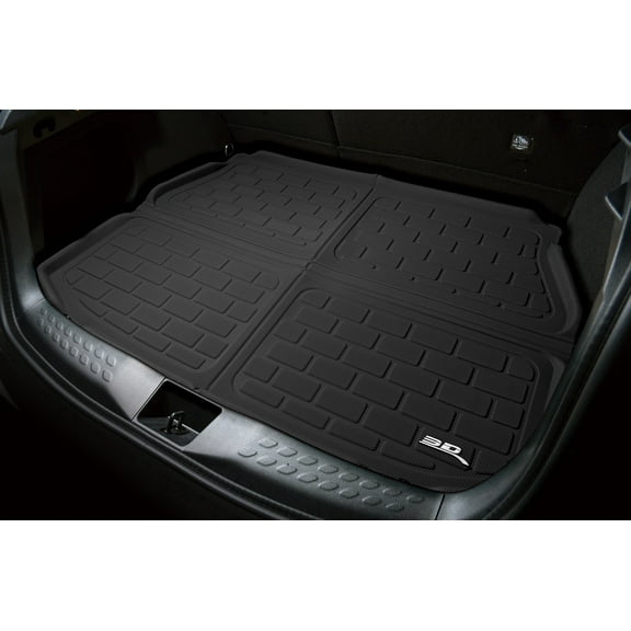 3D Maxpider 2021-2023 Fits Tesla Model Y 7-Seat Behind Third Row Seatback Protector Cross Fold Cargo Liner Carbon Fiber Embossed Pattern Kagu Black M1TL0361309