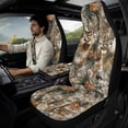 thumbnail image 2 of Xixirimido Car Seat Cover Set of 5 Pieces Front Seat Covers with Matching Seat Belt and Center Console Covers PU Leather Fits Most Vehicles, Hunting Elks Forest Camouflage, 2 of 8