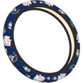 thumbnail image 3 of Cute Kitty Cat Car Accessories Blue Flowers Steering Wheel Cover Women Car Steering Wheel Covers Protector Universal 15 Inch, 3 of 8