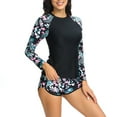 thumbnail image 4 of Women's Printed Rash Guard Long Sleeve Surfing Two Piece Swimsuits with Shorts Cozy Swimwear Beachwear, 4 of 6