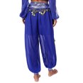 thumbnail image 4 of Zaldita Women's Belly Dance Harem Pants Shiny Sequin Tassel Trouser Arabic Performance Loose Pants Royal Blue One Size, 4 of 7