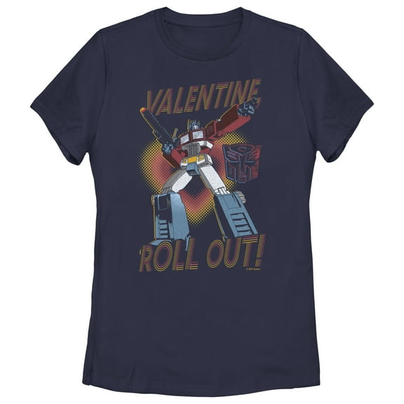 Women's Transformers Optimus Prime Valentine Roll Out!  Graphic Tee Navy Blue X Large