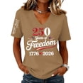 thumbnail image 3 of Evdexr 250th Anniversary Usa Shirts for Women 4th Of July V Neck T Shirt Patriotic Short Sleeve Red Blue and White Tees 1776 2026 Stars and Stripes Loose Fit Tops Khaki L, 3 of 5