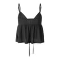 thumbnail image 4 of FOCUSNORM Femmes Crop Cami Tops Sans Manches Tie-Up devant Dentelle Patchwork Ample Fit Camisole, 4 of 9