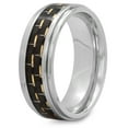 thumbnail image 3 of Men's Stainless Steel 8MM Black and Gold Carbon Fiber Wedding Band - Mens Ring, 3 of 5
