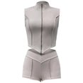 thumbnail image 5 of Short Sets for Women Slim Fit Sleeveless Zip Up Cropped Vest and Shorts 2 Piece Matching Set Going out Sets, 5 of 9
