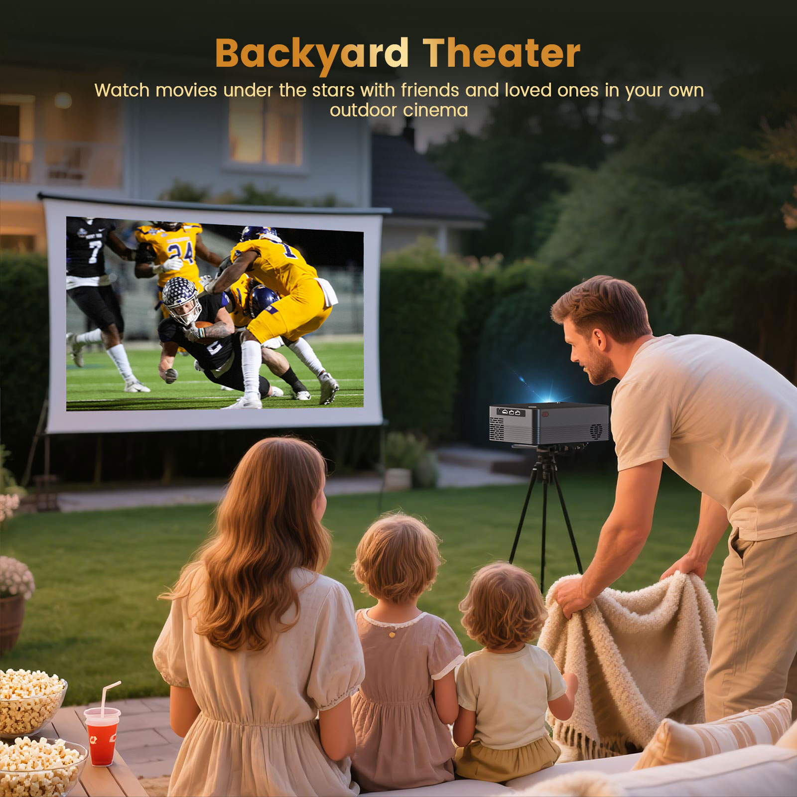 BDQ Projector with WiFi and Bluetooth,Support 8K 1080P 250ANSI,Portable Projector with Rack,40"-200" Screen Video,Compatible with Smartphone,TV Stick,Laptop,HDMI,USB (Black)