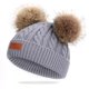 thumbnail image 1 of Gorro de lana para niños con bola de pelo doble de otoño e invierno, gorro de punto para bebé con bola de pelo de mapache de imitación, 1 of 5