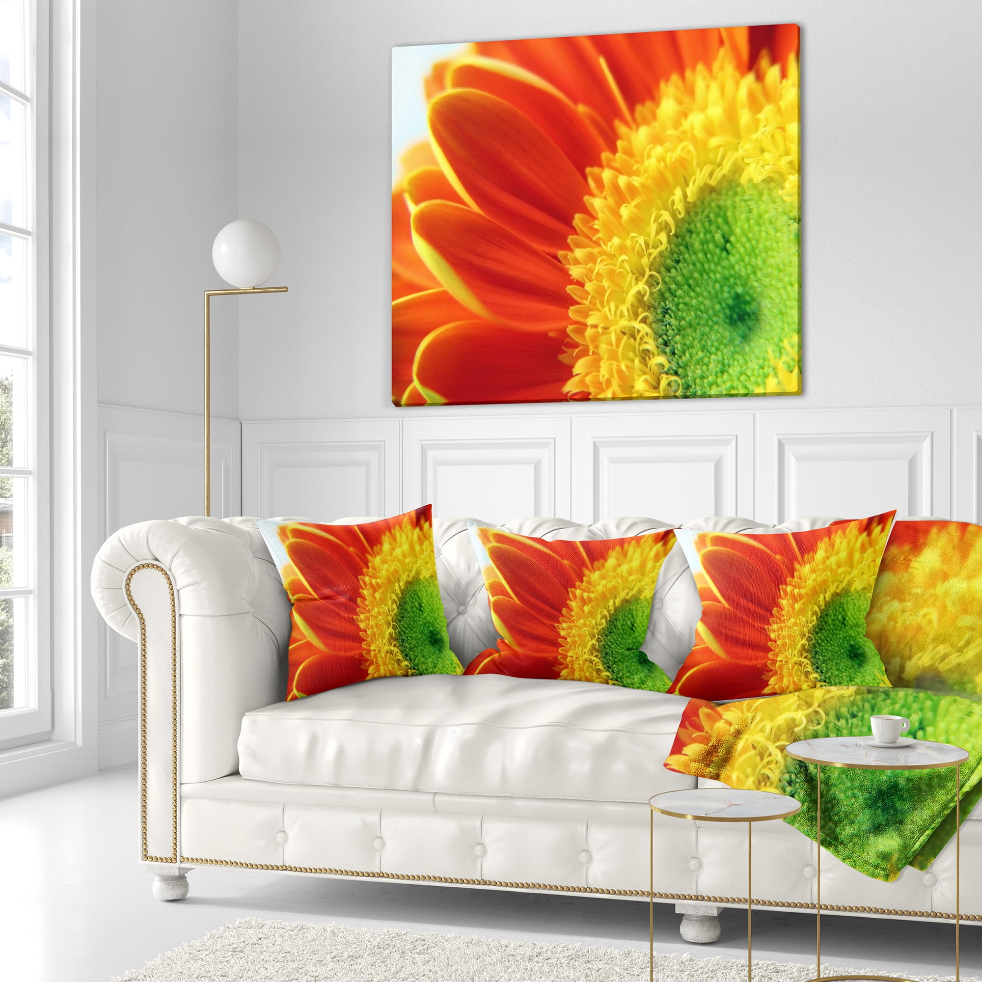 Designart Gerber Daisy Flower Petals - Floral Throw Pillow - 16x16
