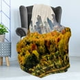 thumbnail image 4 of Fall Soft Flannel Fleece Blanket, Montreal Downtown Skyscrapers Autumn Various Trees Colorful Forest Urban Life Nature, Cozy Plush for Indoor and Outdoor Use, 60" x 80", Multicolor, by Ambesonne, 4 of 5