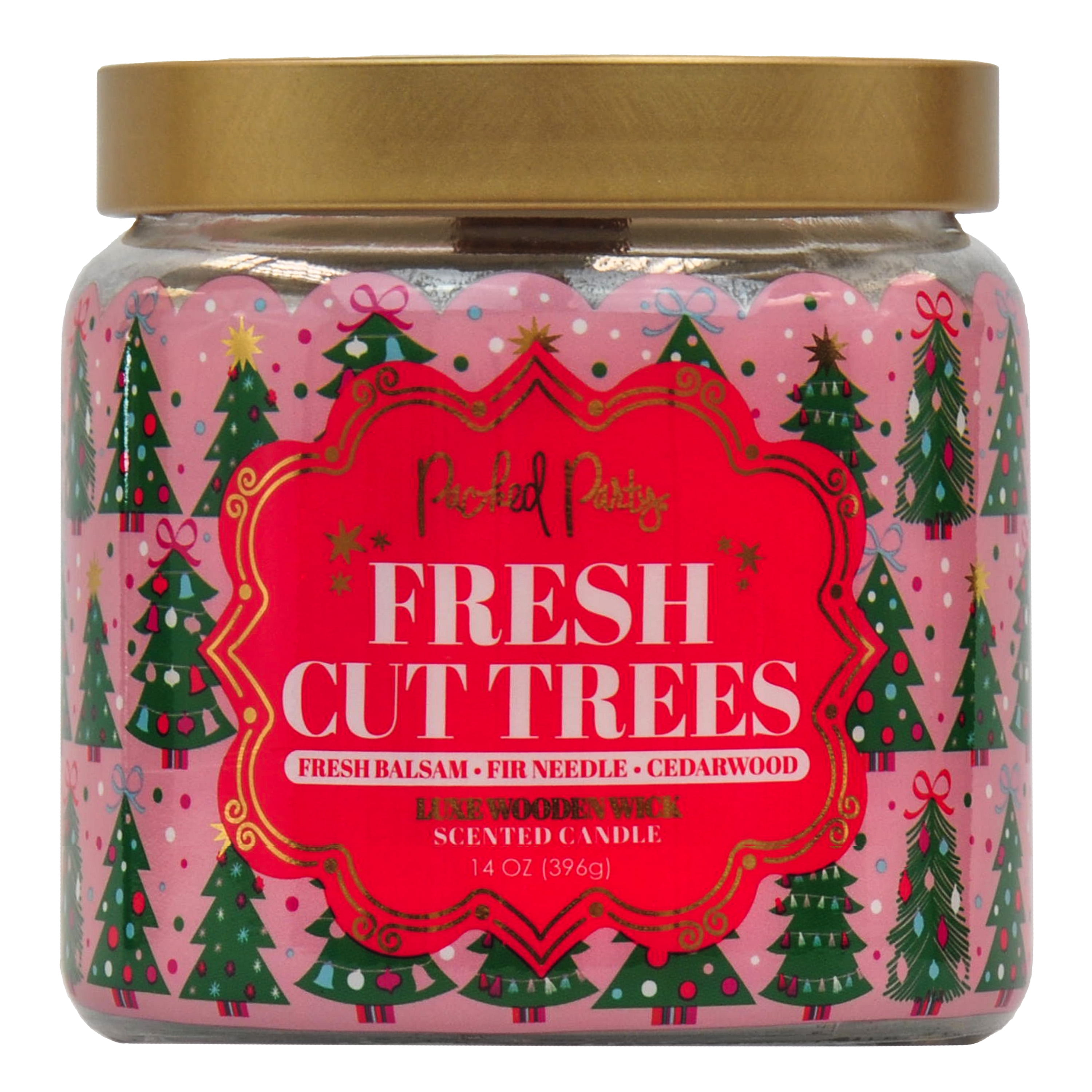 Packed Party Fresh Cuttrees Wrapped candle with Wood Wick, 14-Ounce