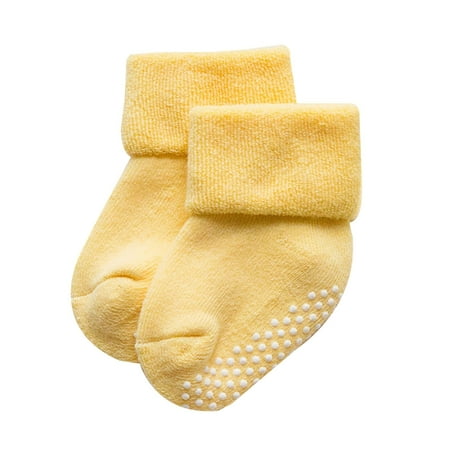 

Baby Toddler Kids Unisex Warm Thick Cotton Socks Non Slip Ankle/crew Socks with Anti-skid Soles for 0-1 Years Old