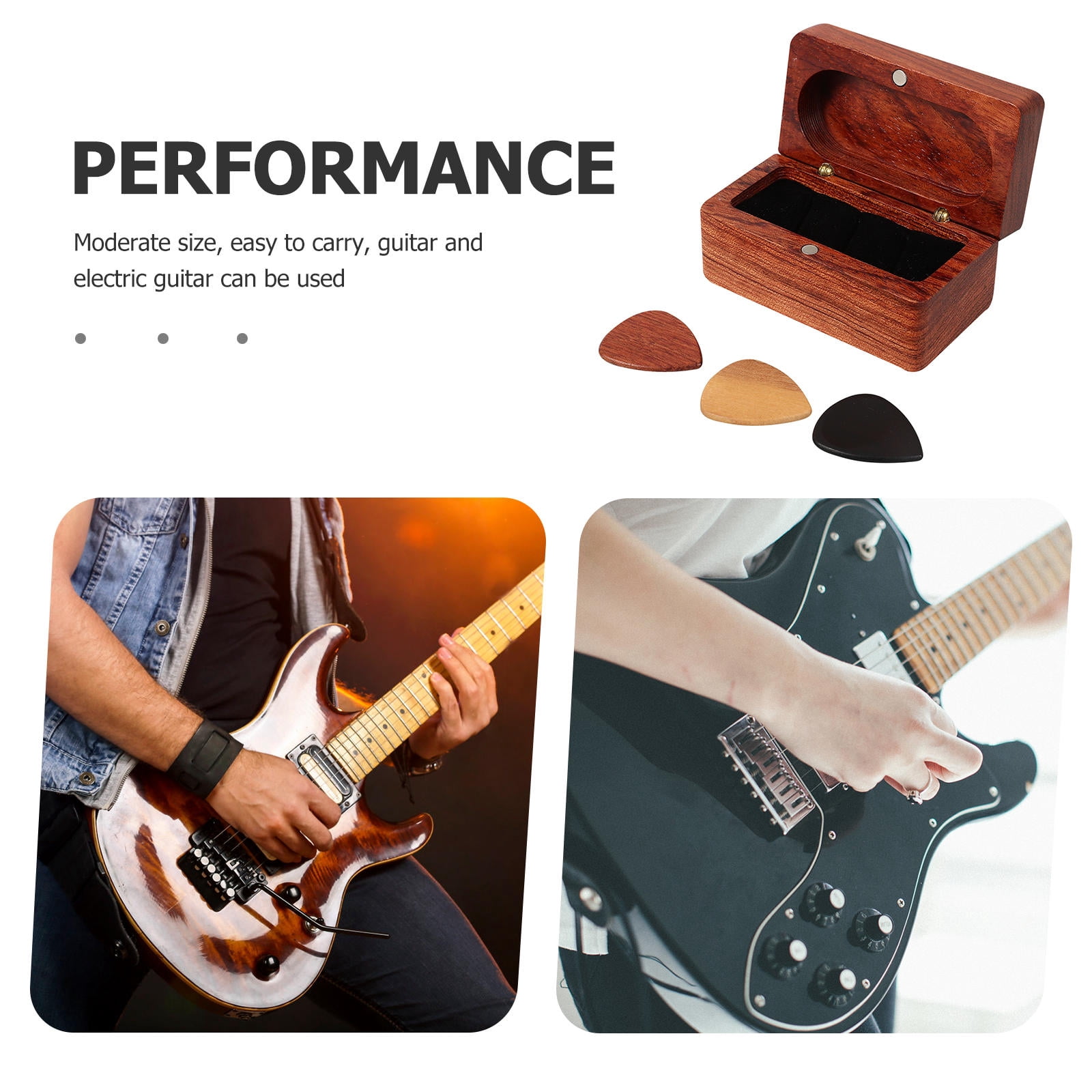 ELAYARD 1Set Wood Guitar Pick Holder Storage Box Portable Organizer for Acoustic Electric Guitar Travel