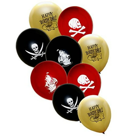 Gypsy Jade's Pirate Party Favors - 25 Caribbean Pirates Metallic Latex Balloons - Pirate Party Supplies - Great for Pirate Theme
