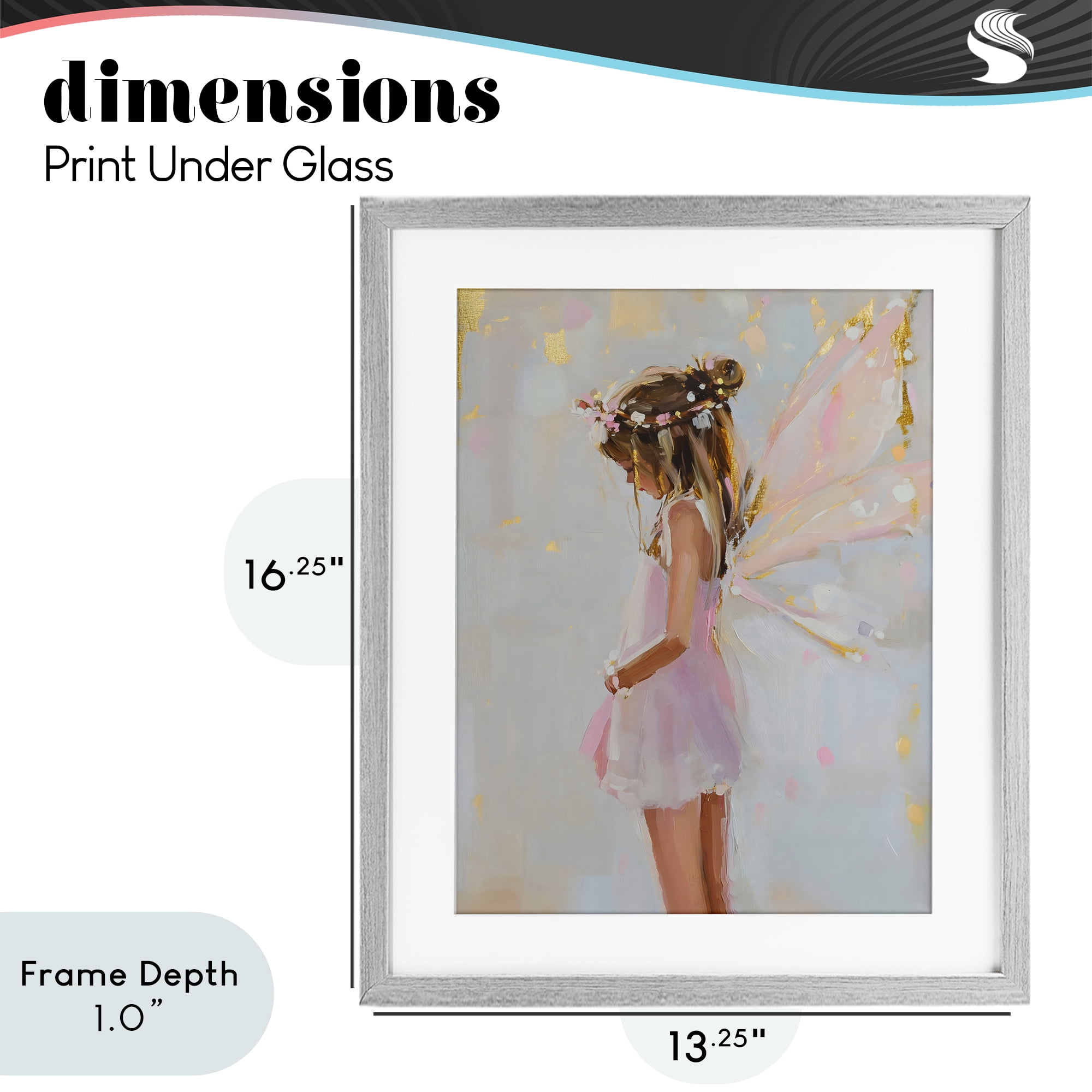 Stupell Industries Youthful Fairy Girl Gray Framed Print Under Glass, design by The Prints Vibe