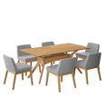 thumbnail image 1 of Juego de Comedor de Madera con 6 Sillas Tapizadas para 6 Personas, Mesa y Sillas para Comedor y Cocina, Midtown Concept Lisboa, Roble y Gris Claro, 1 of 5