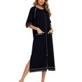 thumbnail image 2 of Camisón De Mujer Embarazada, Camisón Suelto De Media Manga Con Cuello Redondo, Bolsillo Elegante Informal Para El Hotel En Casa ANGGREK XL negro, 2 of 7